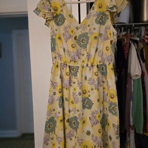 Ann Taylor Yellow and Green Floral Dress
